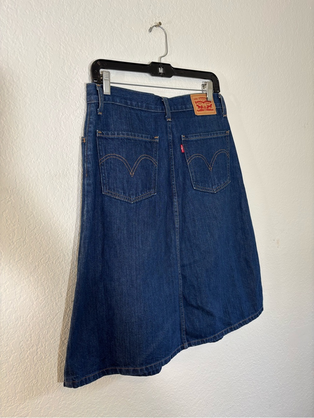 Levi’s Blue Denim Button Front A-Line Midi Skirt Size 27 - Picture 9 of 13
